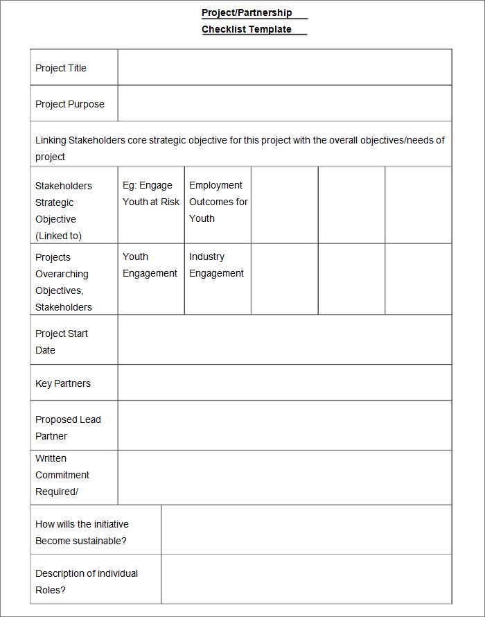 Free Project Checklist Template Word