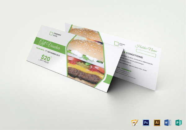 restaurant food gift voucher template in word