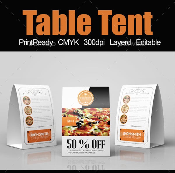 restaurant table tent template