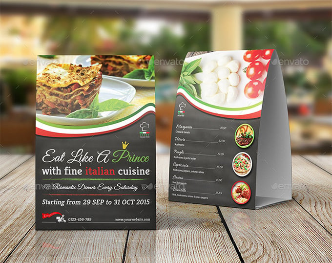 restaurant and cafe table tent template vol