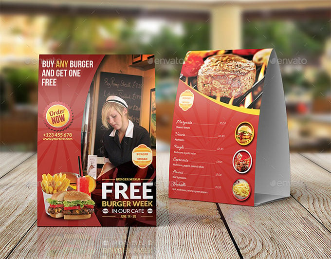 restaurant and cafe table tent template vol8