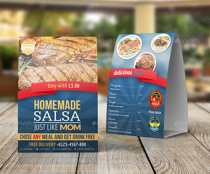 restaurant and cafe table tent template vol2