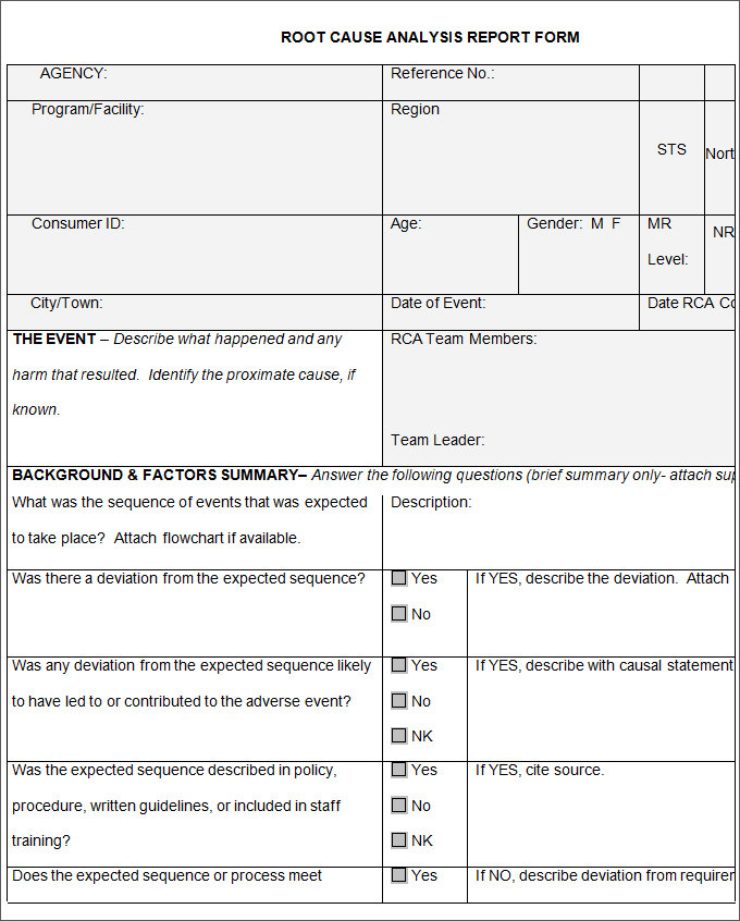 Root Cause Analysis Template 27 Free Word Excel PDF Documents 