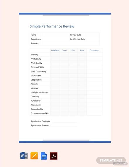 sample performance review