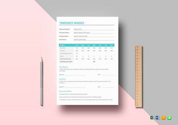 sample time sheet invoice template