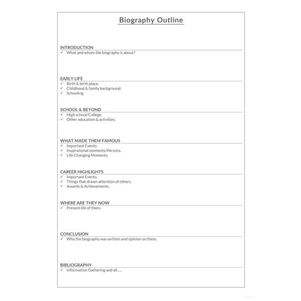 24  Autobiography Outline Templates Samples DOC PDF