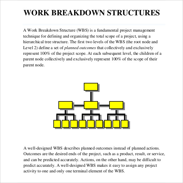 9+ Work Breakdown Structure Template