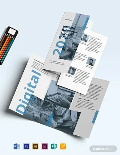 software company marketing tri fold brochure template