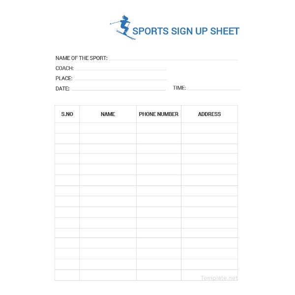 sports sign up sheet template1