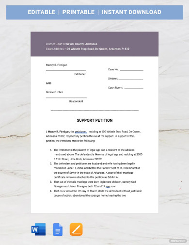 support petition template