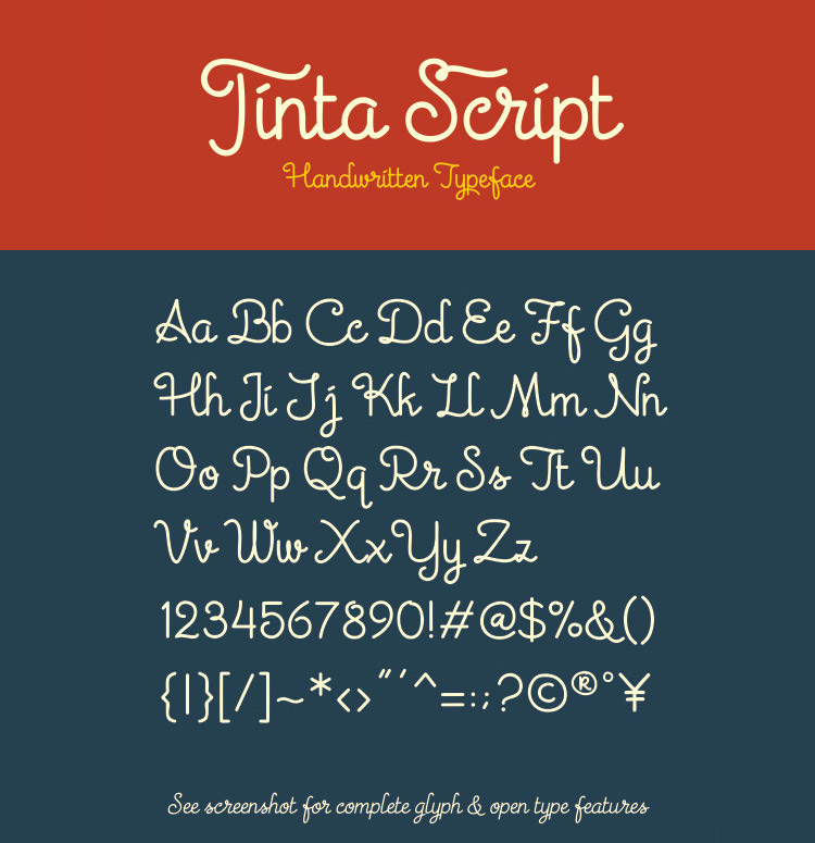 tinta script handwritten font