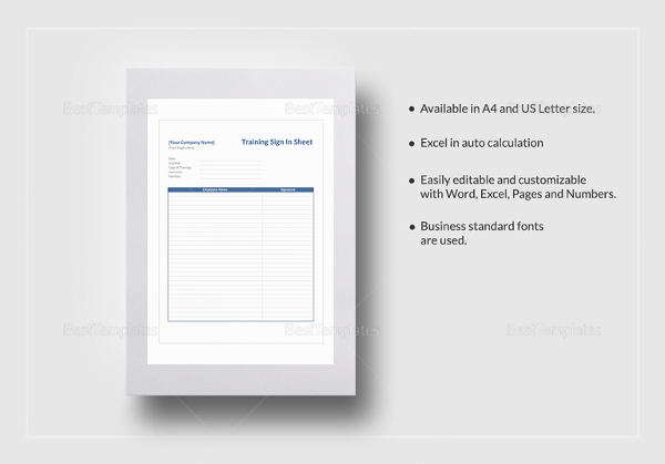 training sign in sheet template