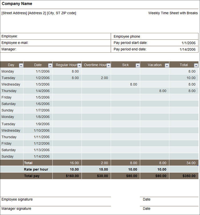 biweekly time sheet