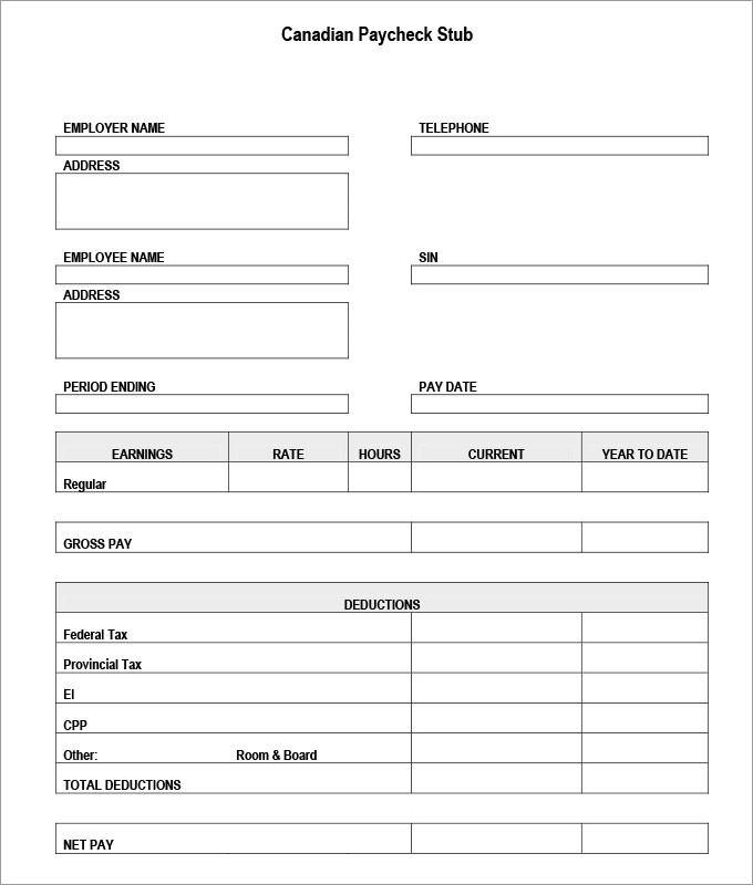 pay stubs forms free download excel