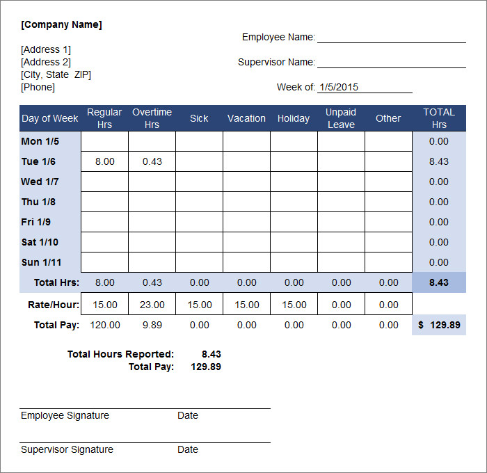 60 Sample Timesheet Templates PDF DOC Excel Free Premium Templates