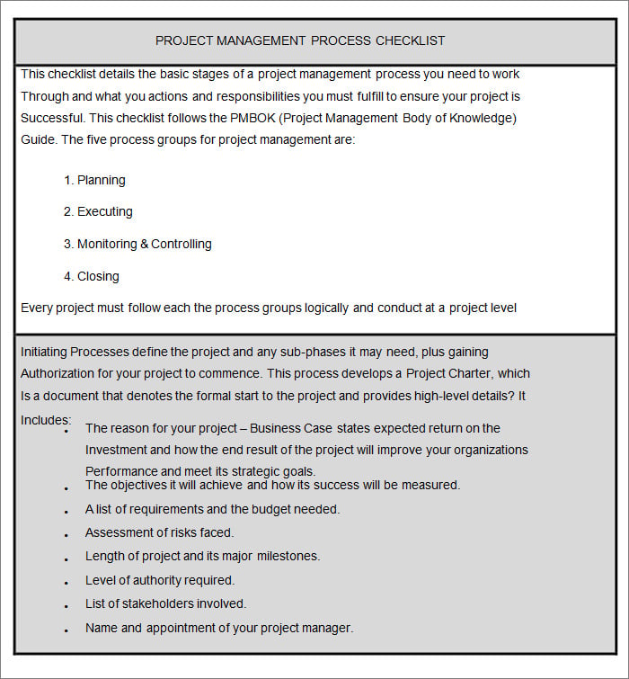 fme project process checklist
