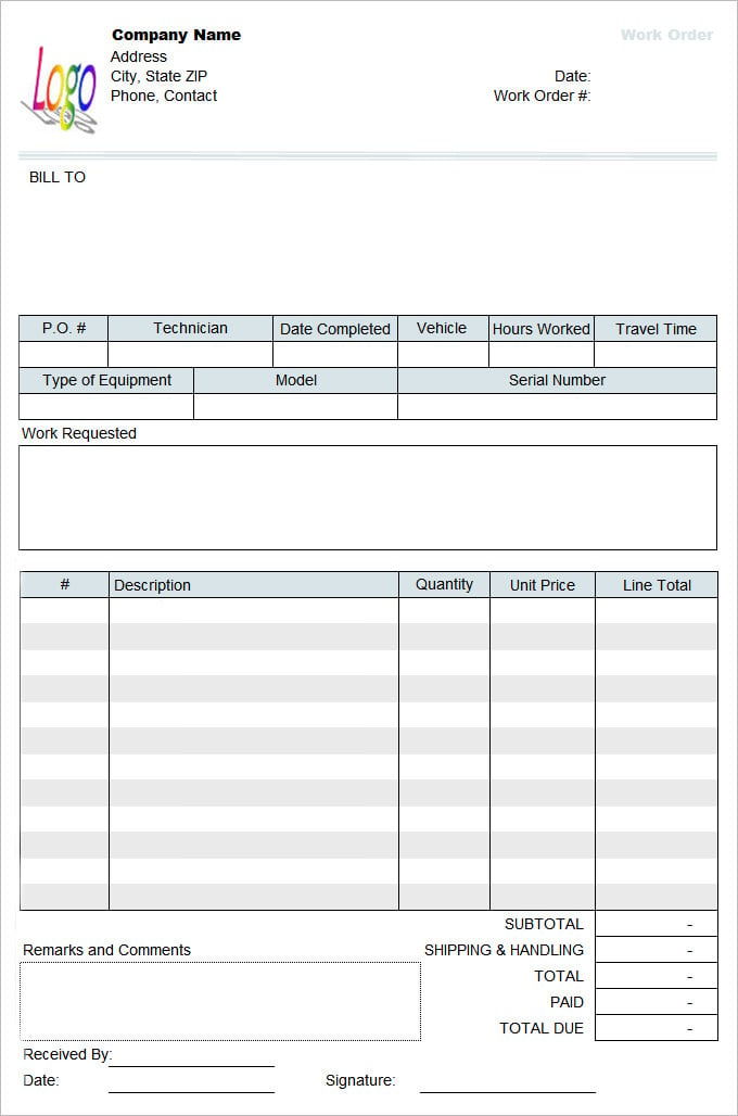 Work Order Template – 20+ Free Word, Excel, PDF Document Download