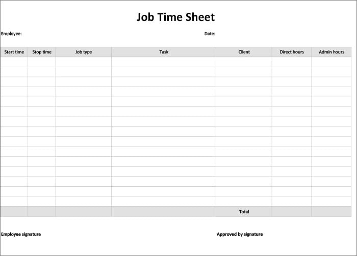 job time sheet