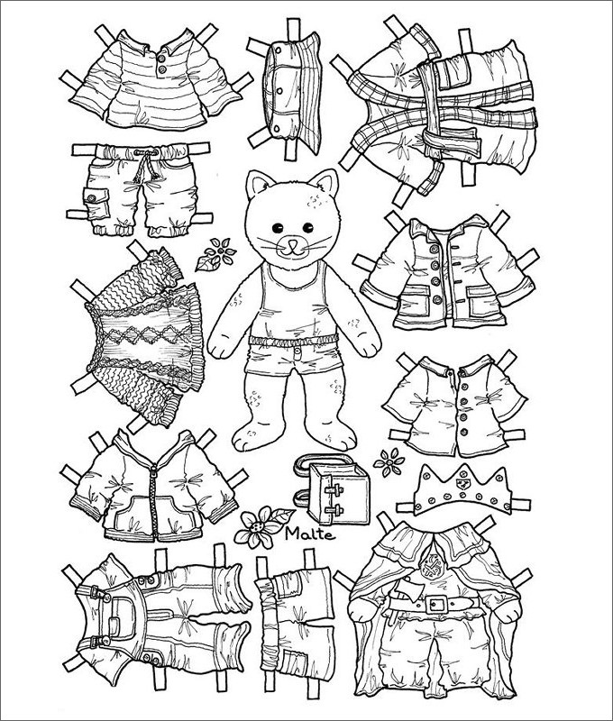 27+ Paper Doll Templates, Crafts &amp; Coloring Pages