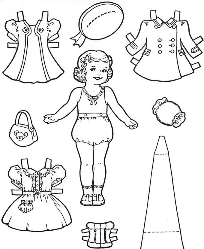27 paper doll templates crafts coloring pages