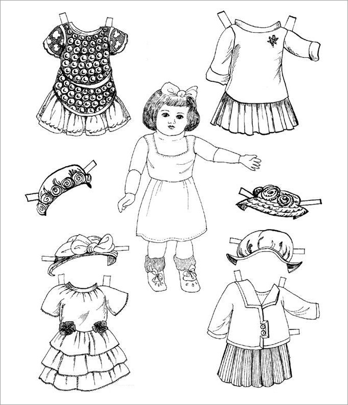 27+ Paper Doll Templates, Crafts &amp; Coloring Pages