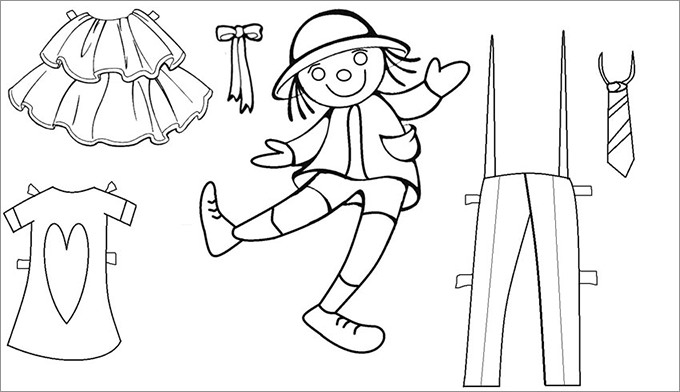 27+ Paper Doll Templates, Crafts &amp; Coloring Pages