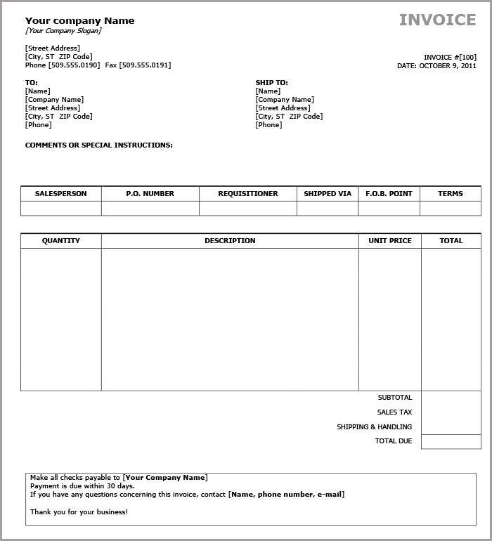 simple invoice templates