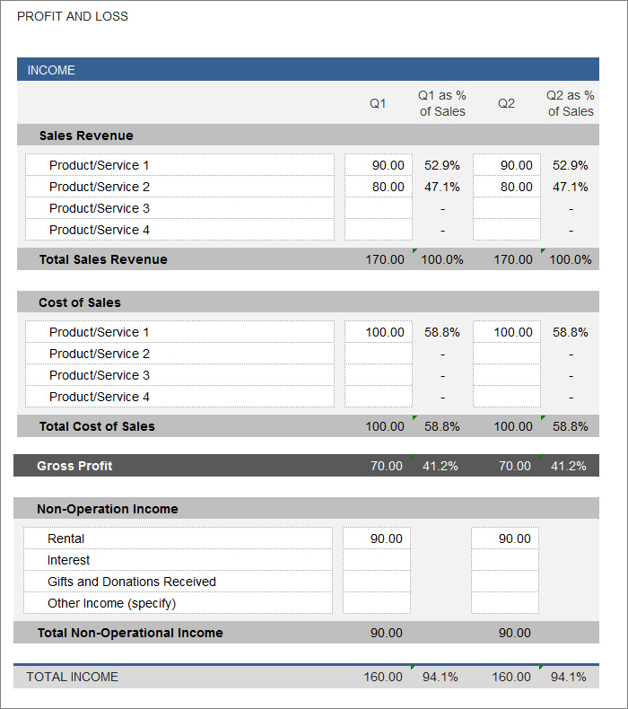 profit and loss statement