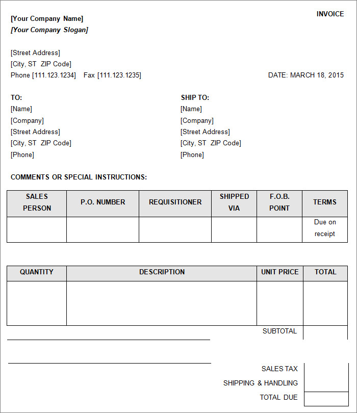 simple invoice word