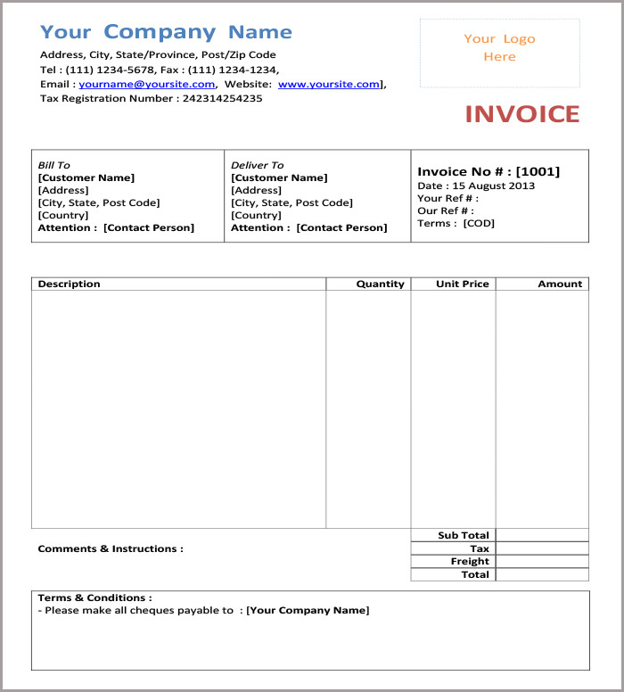 46 basic invoice templates word pdf ai psd free