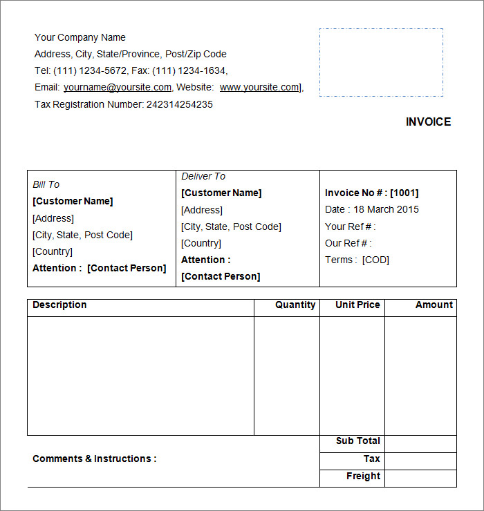 free invoice template in word 2007