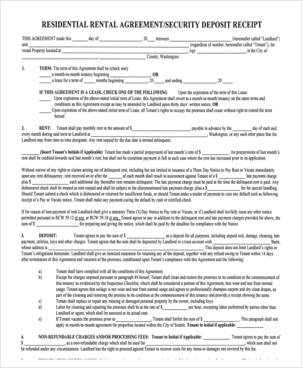pdf format residential rental agreement download for free
