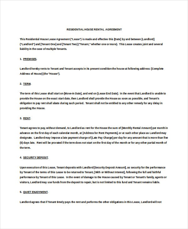 doc format simple residential rental agreement free download