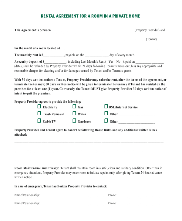 room rental agreement template 12 free word pdf free download