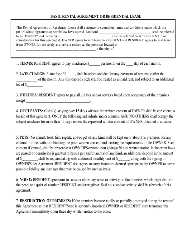 simple rental agreement 10 free word pdf documents download free