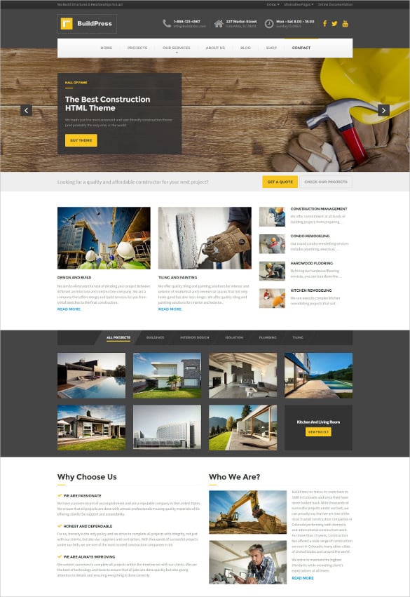 construction business html website template