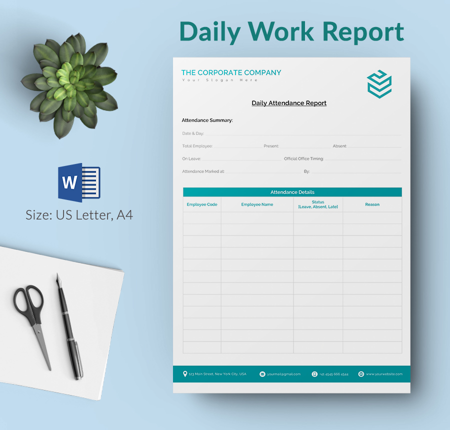 Daily Work Report Sheet