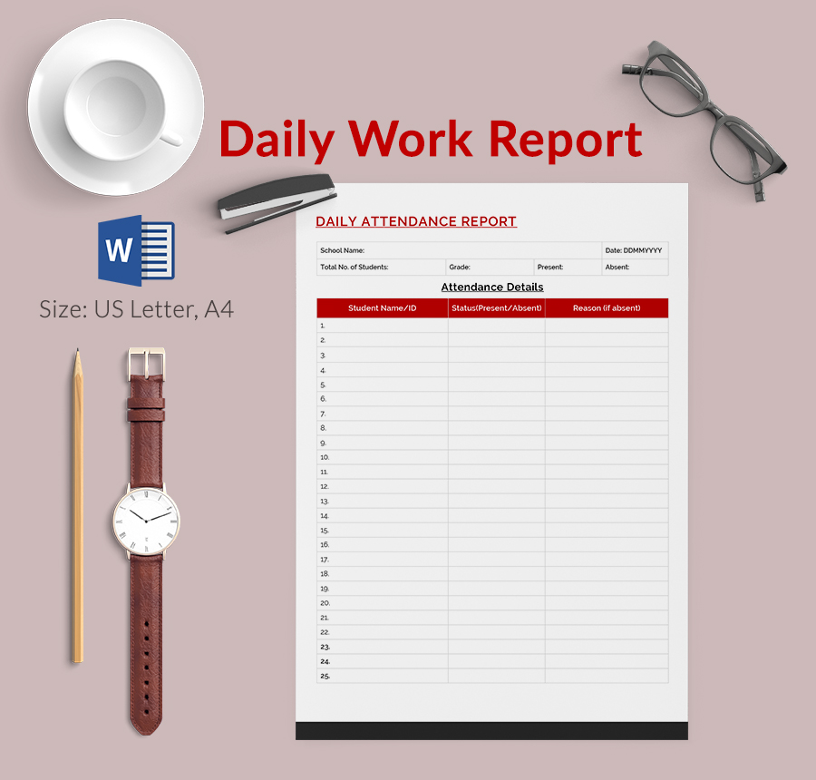 Daily Work Report Template