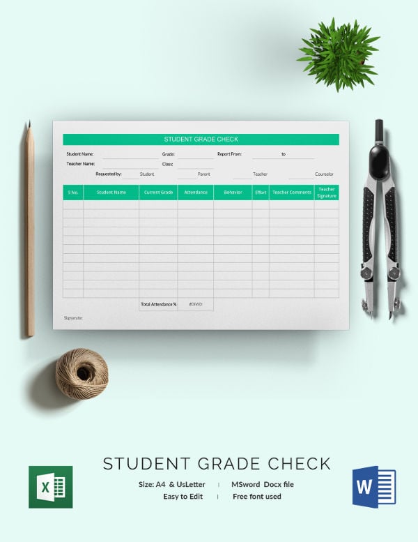 Weekly Grade Check Template