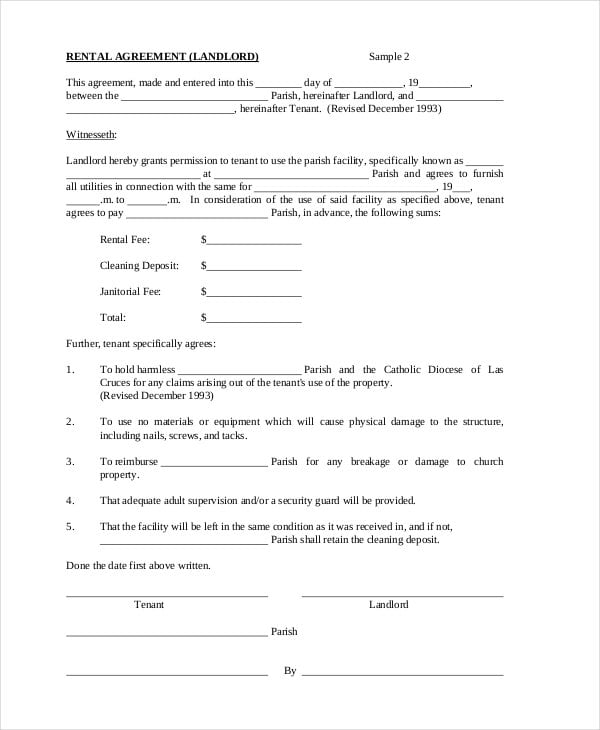 landlord rental agreement