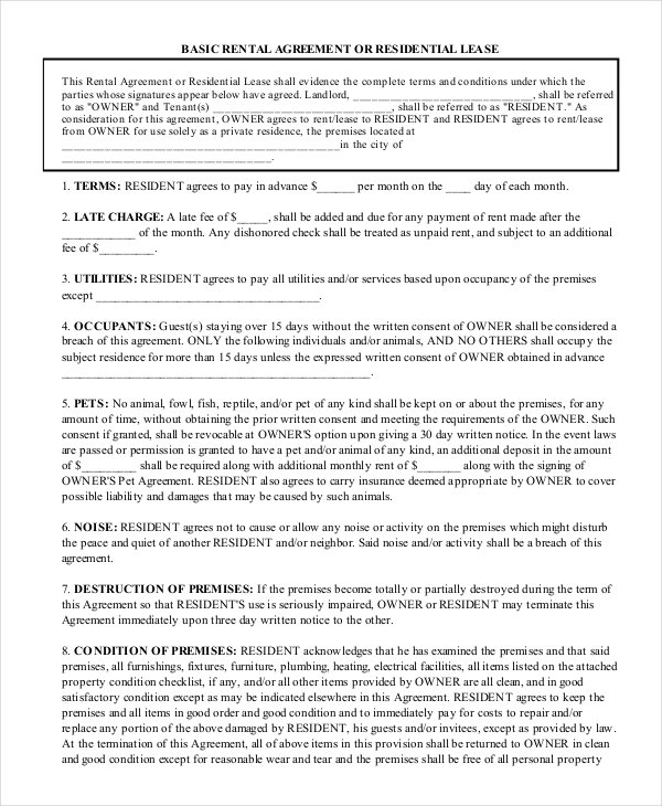 44+ Simple Rental Agreement Templates - PDF, Word