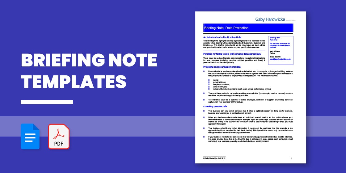 + Briefing Note Templates   PDF, DOC