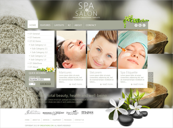 free spa salon joomla template
