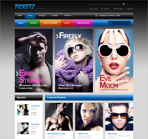 opencart entertainment online tickets theme