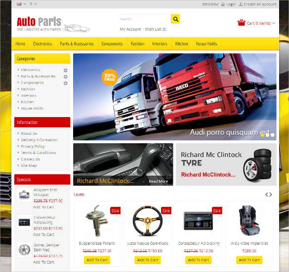 15+ Popular Auto Parts Open Cart Themes & Templates