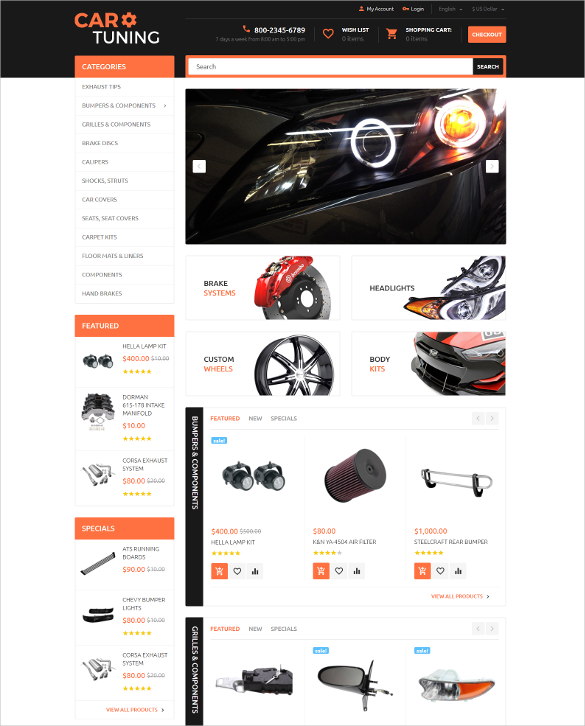 car auto tuning part opencart template