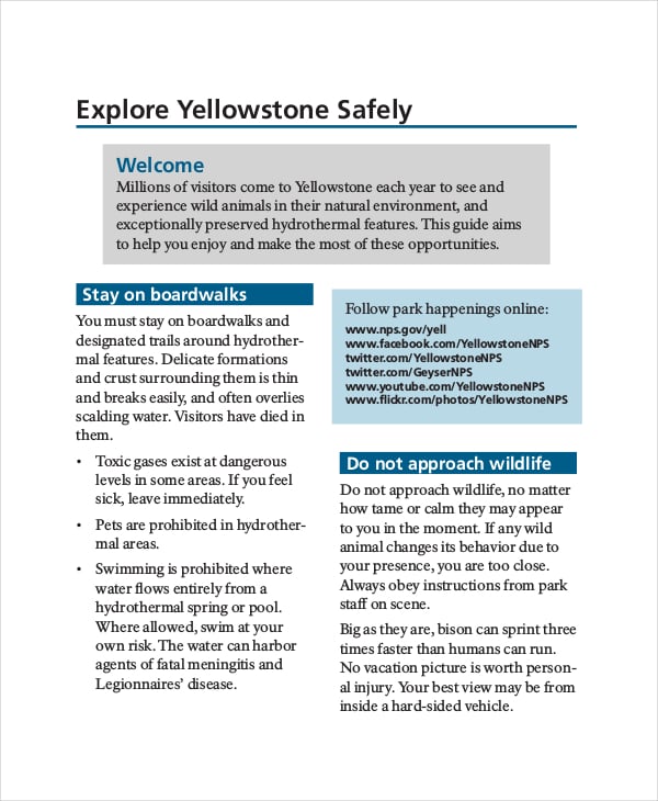 yellowstone national parktrip planner template