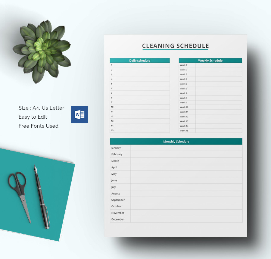 Cleaning Schedule Template 33 Free Word Excel Pdf Documents