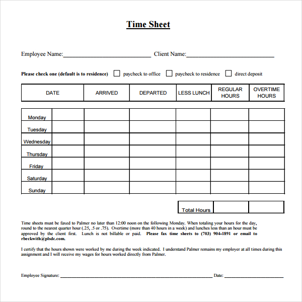 Overtime Sheet Template 14 Free Word Pdf Format Download Riset