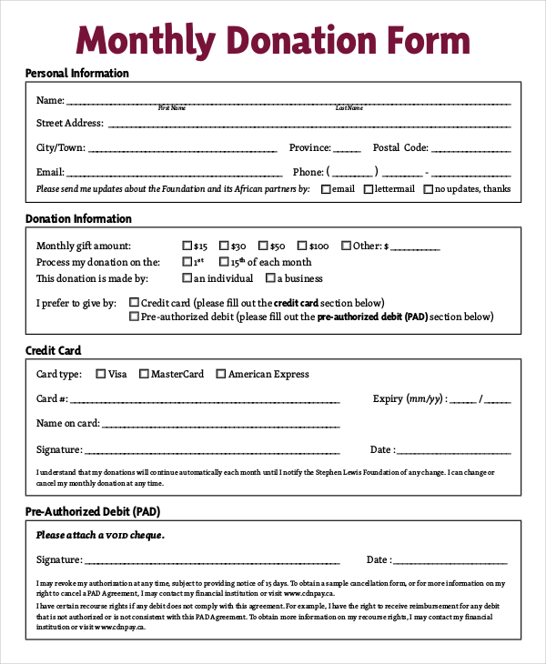 Donation Sheet Template - 9+Free PDF Documents Download